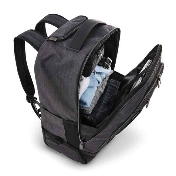 Samsonite Modern Utility Convertible Wheeled Backpack in Charcoal Leather - Picture 3 of 10